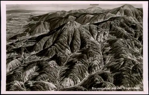 Ansichtskarte Malsburg-Marzell Blauengebiet aus der Vogelschau 1938