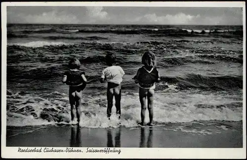 Duhnen-Cuxhaven Strand, Saisoneröffnung Kinder beim anbaden 1953