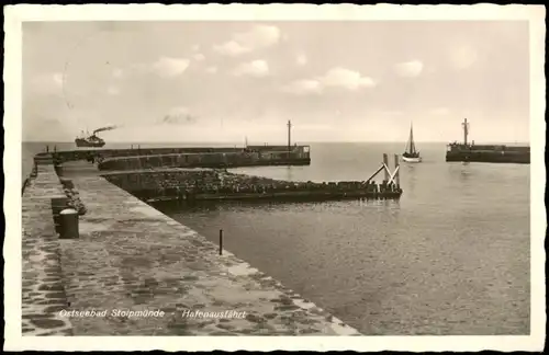 Postcard Stolpmünde Ustka Hafenausfahrt - Pommern 1939  gel. Stempel