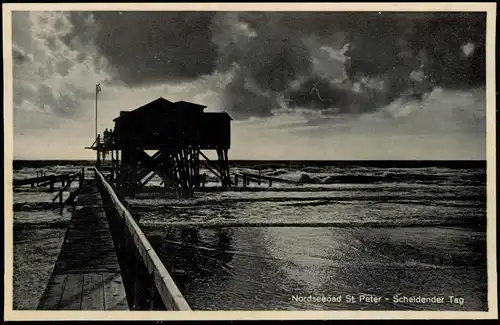 St. Peter-Ording Seebrücke Station Stimmungsbild scheidender Tag 1939
