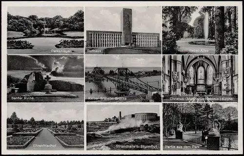 Ansichtskarte Wilhelmshaven Park, Banter Ruine, Strandhalle 1951
