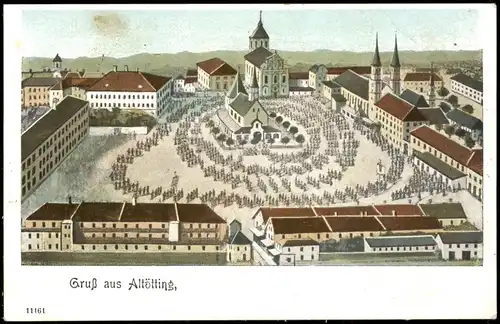Ansichtskarte Litho AK Altötting Kapellenplatz, Menschen 1906