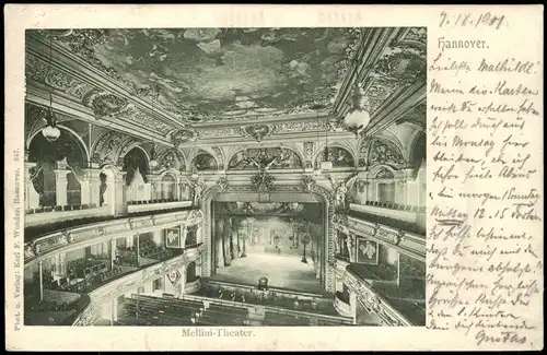 Ansichtskarte Hannover Mellini-Theater: Saal, Bühne 1901