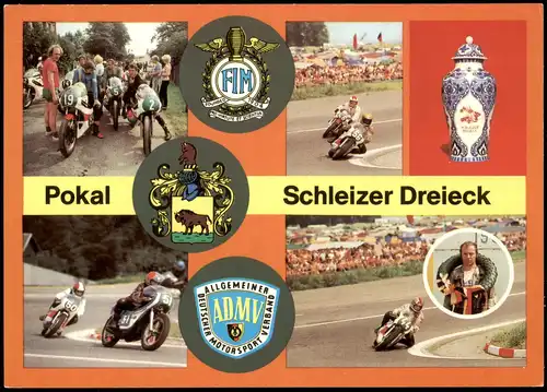 Ansichtskarte Schleiz Schleizer Dreieck Pokal Mehrbild Motorradrennen 1981