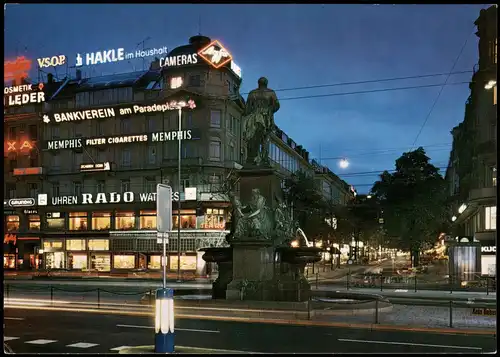 Zürich Bahnhofplatz und Bahnhofstrasse bei Nacht Leuchtreklame 1979