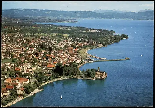 Ansichtskarte Langenargen am Bodensee Luftbild mit Hafen 1981