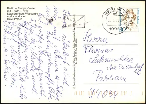 Ansichtskarte Charlottenburg-Berlin Kurfürstendamm Europa-Center MB 1996