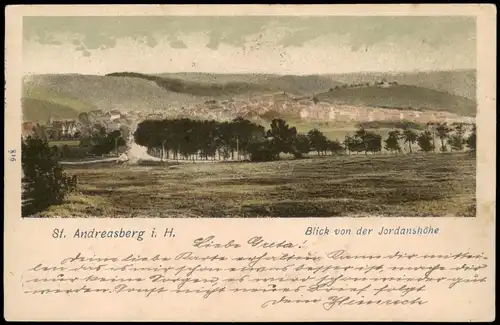 Ansichtskarte Sankt Andreasberg-Braunlage Blick von der Jordanshöhe 1911
