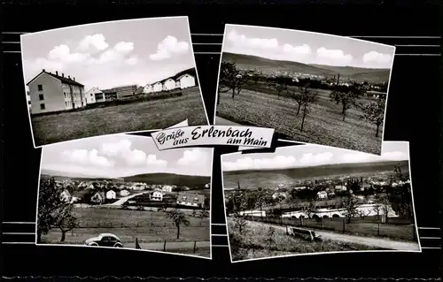Ansichtskarte Erlenbach am Main Mehrbildkarte mit 4 s/w Ortsansichten 1960
