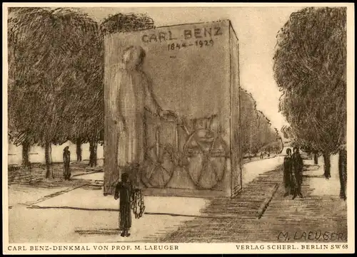 Ansichtskarte Mannheim Bild Ganzsache Enthüllung Carl Benz Denkmal 1933