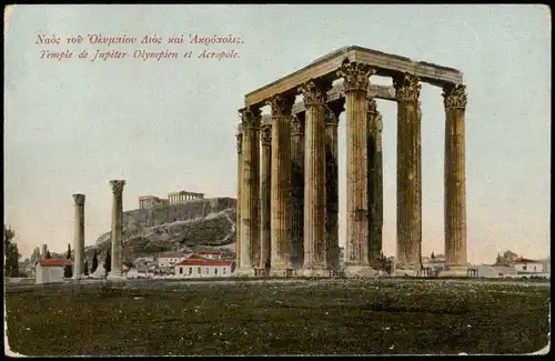 Athen Αθήνα Temple de Jupiter Olympien et Acropole. Akropolis 1913