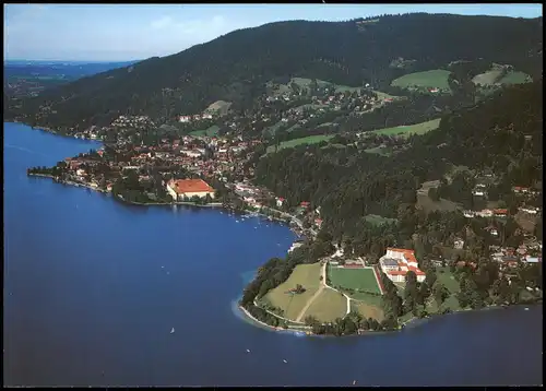 Tegernsee mit Schloß und orthopädische Klinik der LVA Luftbild 1982