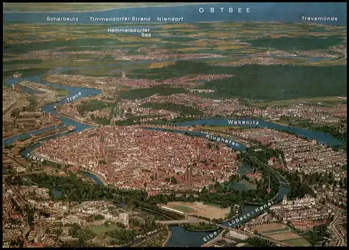 Ansichtskarte Lübeck Luftbild aus großer Höhe 1986