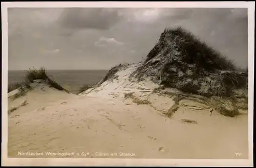 Ansichtskarte Wenningstedt-Braderup (Sylt) Dünen Partie am Strand 1954