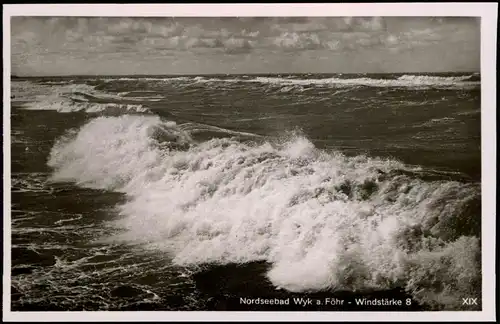 Ansichtskarte Wangerooge Wellen bei Windstärke 8 1954