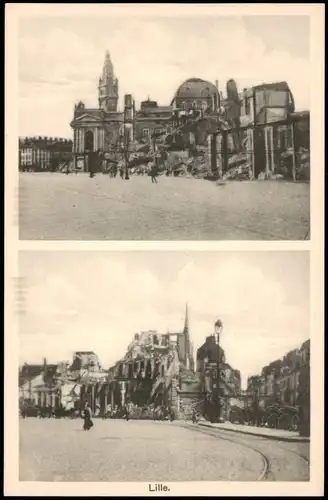 CPA Lille 2 Bild zerstörte Gebäude 1. WK 1918