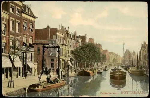 Postkaart Rotterdam Rotterdam Delftschevaart. 1912