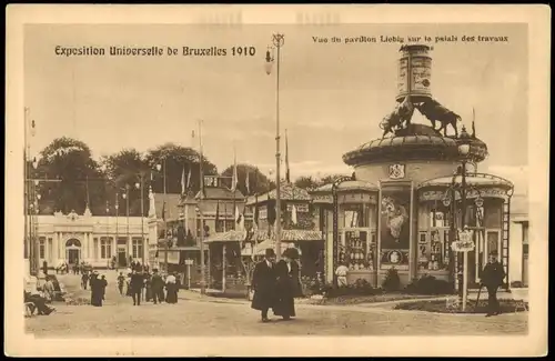 Brüssel Bruxelles Vue tu pavillon Liebig sur le palais des travaux EXPO 1910