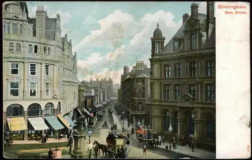 Postcard Birmingham New Street 1909