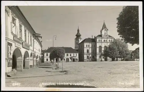 Postcard Netolitz Netolice náměstí s radnici, Rathausplatz 1941