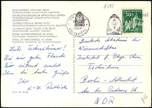Postcard Brünn Brno Internationale Messe 1964