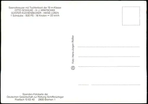 Schiffe Seerettungsschiffe/Boote Seenotkreuzer Tochterboot der 19 m-Klasse 1978