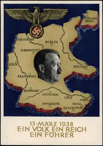 Ansichtskarte  Militär/Propaganda - Deutsches Reich Führer 13. März 1938  Sonderstempel