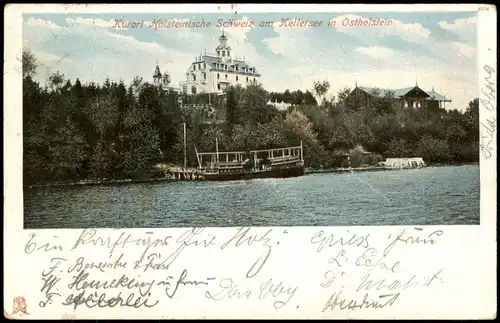 Ansichtskarte Bad Malente-Gremsmühlen-Malente Kellersee, Schiff - Hotel 1903
