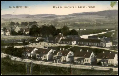 Ansichtskarte Bad Hersfeld  Kurpark uLullus-Brunnen 1918 gel. Feldpoststempel
