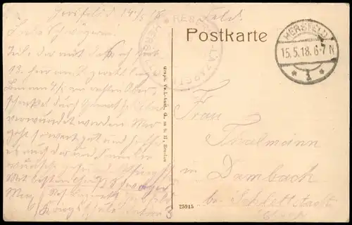 Ansichtskarte Bad Hersfeld  Kurpark uLullus-Brunnen 1918 gel. Feldpoststempel