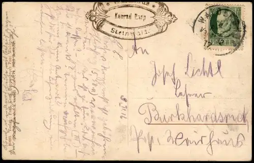 Fichtelgebirge Dachsfelsen, Räuberfelsen MB Künstlerkarte 1916