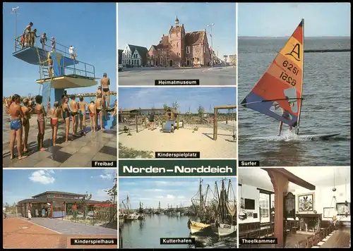 Norddeich-Norden MB Freibad, Kinder-Spielhaus, Kutter-Hafen, Theelkammer 1989