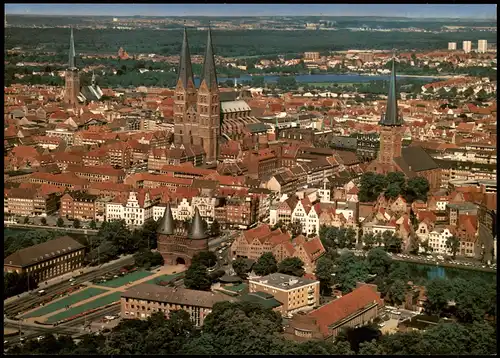 Ansichtskarte Lübeck Luftbild Stadt vom Flugzeug aus 1980