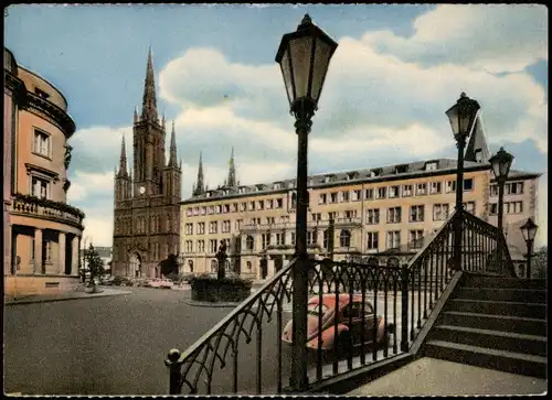 Ansichtskarte Wiesbaden Rathaus mit Marktkirche 1957