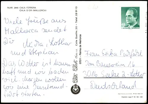 Postales Mallorca Mehrbildkarte CALA FERRERA CALA D'OR (MALLORCA) 1980