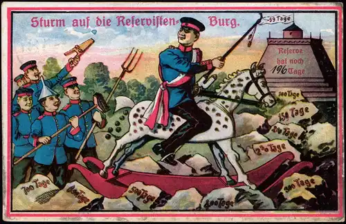 Ansichtskarte  Sturm auf die Reservisten Burg Reservistenkarte Militaria 1914