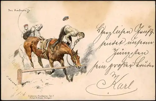 Ansichtskarte  Künstlerkarte - Militär Pferderitt - Militaria 1902