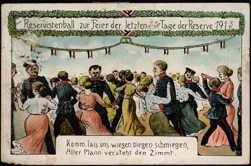 Ansichtskarte  Künstlerkarte - Militär Reservistenball - Reservekarte 1913
