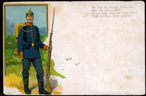 Ansichtskarte  Künstlerkarte - Militär Militaria Soldat Bajonett 1909
