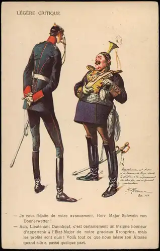 LÉGÈRE CRITIQUE Frankreich Künstlerkarte - Militär Militaria France 1913