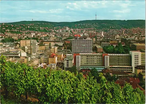 Ansichtskarte Stuttgart Blick über die Häuser, Baustellen 1970