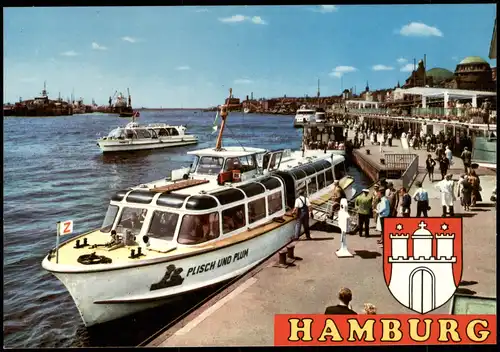 Ansichtskarte Hamburg Hafen Ausflugsschiffe Plisch und Plum 1981