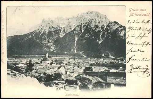 Ansichtskarte Mittenwald Stadtpanorama 1901