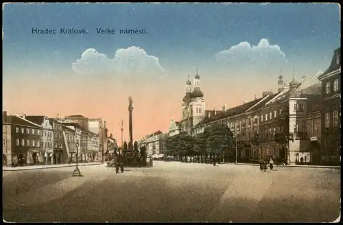 Postcard Königgrätz Hradec Králové Velké náměstí. 1915