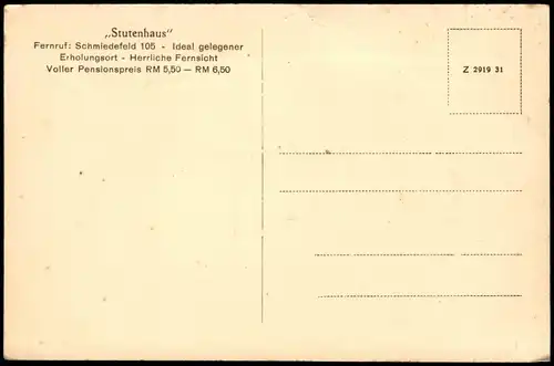 Ansichtskarte Vesser-Suhl Stutenhaus - Bergrundblick Panorma 1926