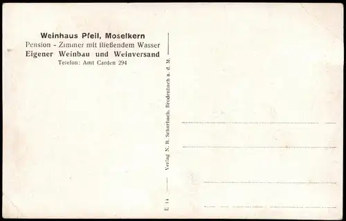 Ansichtskarte Moselkern Weinhaus Pfeil 1939