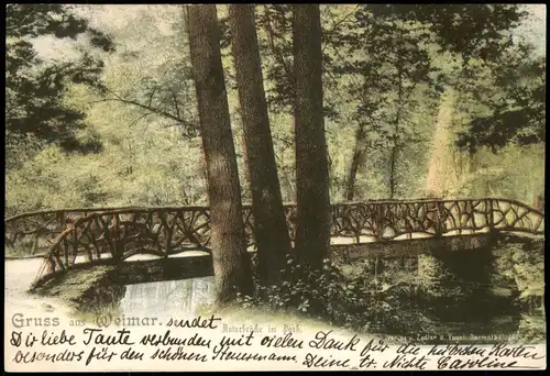 Ansichtskarte Weimar Naturbrücke im Park 1899