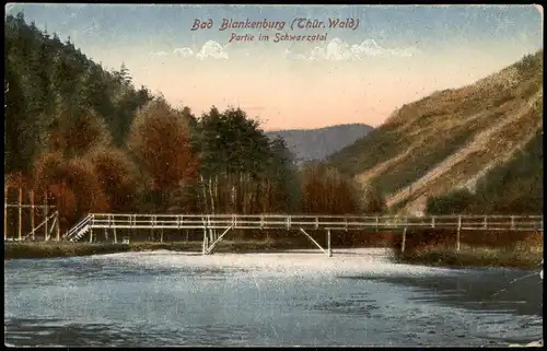 Ansichtskarte Bad Blankenburg Partie im Schwarzatal, Brücke 1914