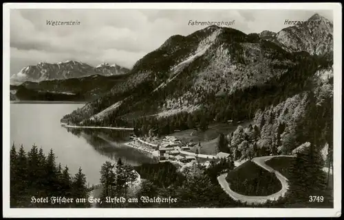 Ansichtskarte Urfeld-Kochel am See Hotel Filcher 1938