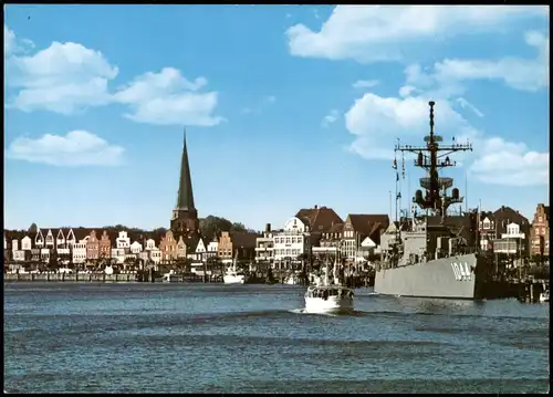 Ansichtskarte Travemünde-Lübeck Hafen und Marineschiff 1981